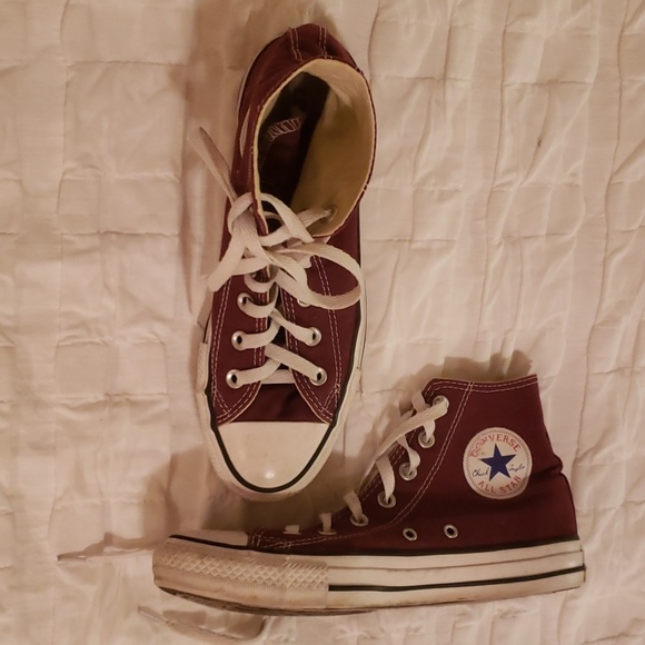 burgundy high top chucks